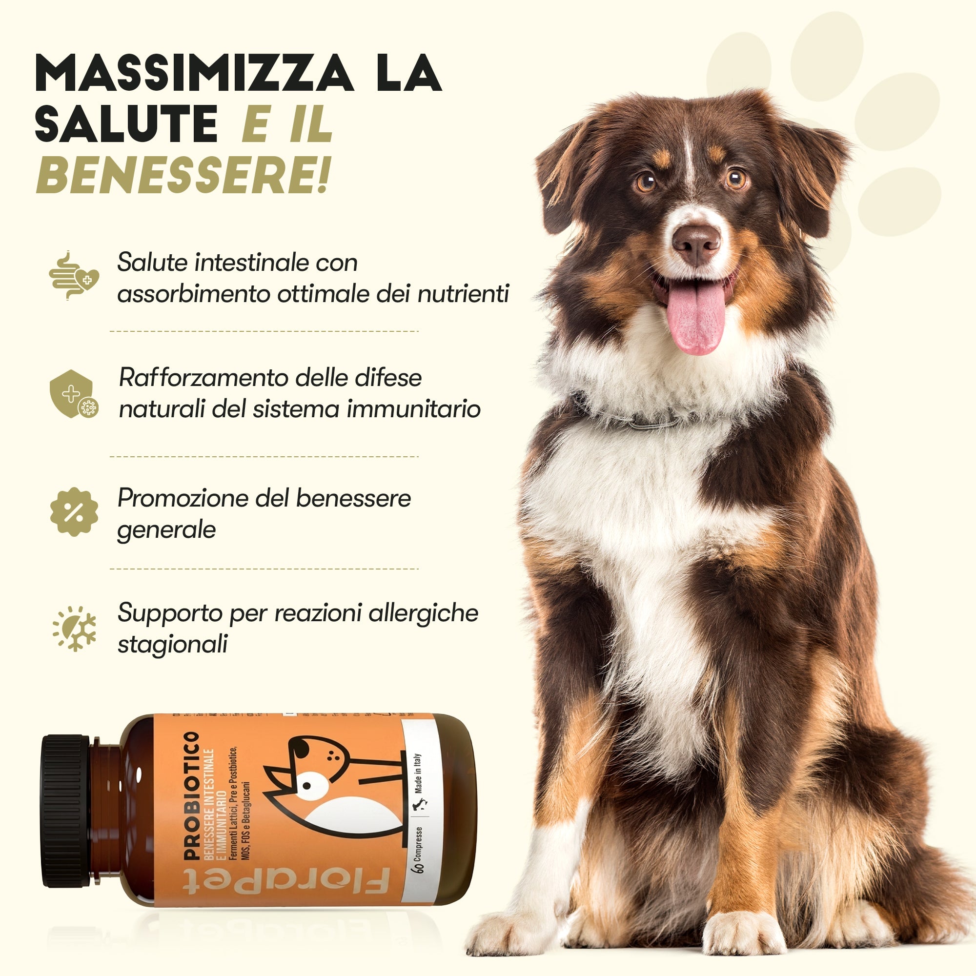 Probiotico per Cani — 60 Compresse