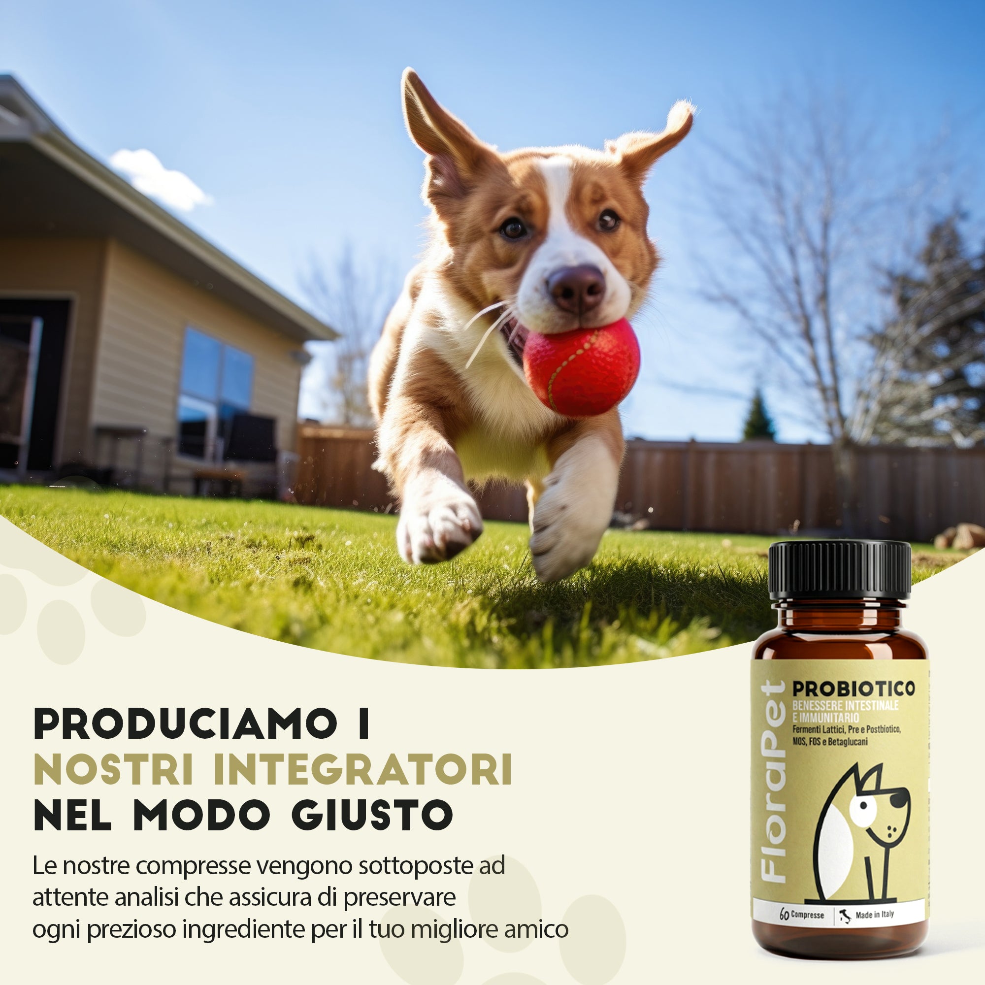 Probiotico per Cani — Supporto Flora Intestinale e Digestione, 60 Compresse