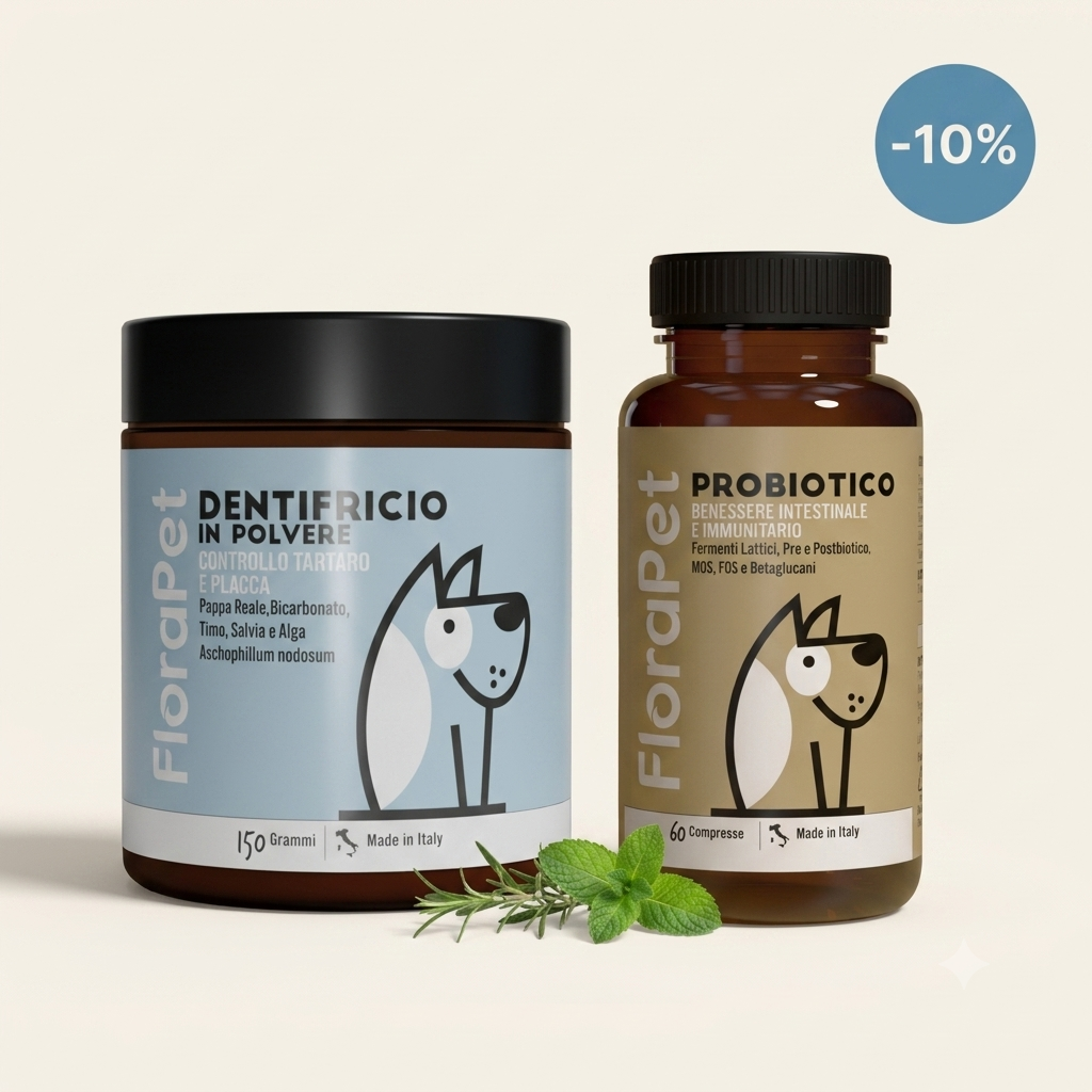 Bundle Igiene Orale + Digestione — Dentifricio in Polvere e Probiotico Cane
